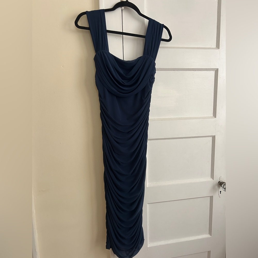 Navy Blue Draped Women's Dress